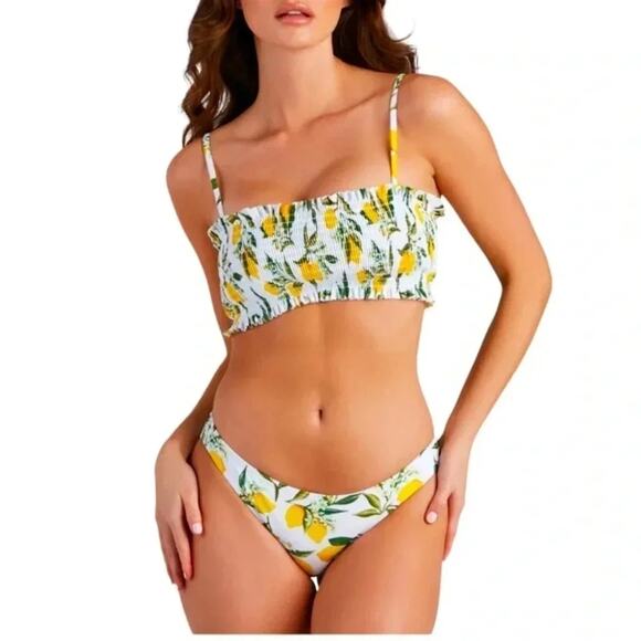 Cabana Del Sol Lemon Print Bikini Set Size Medium NWT - Picture 1 of 11
